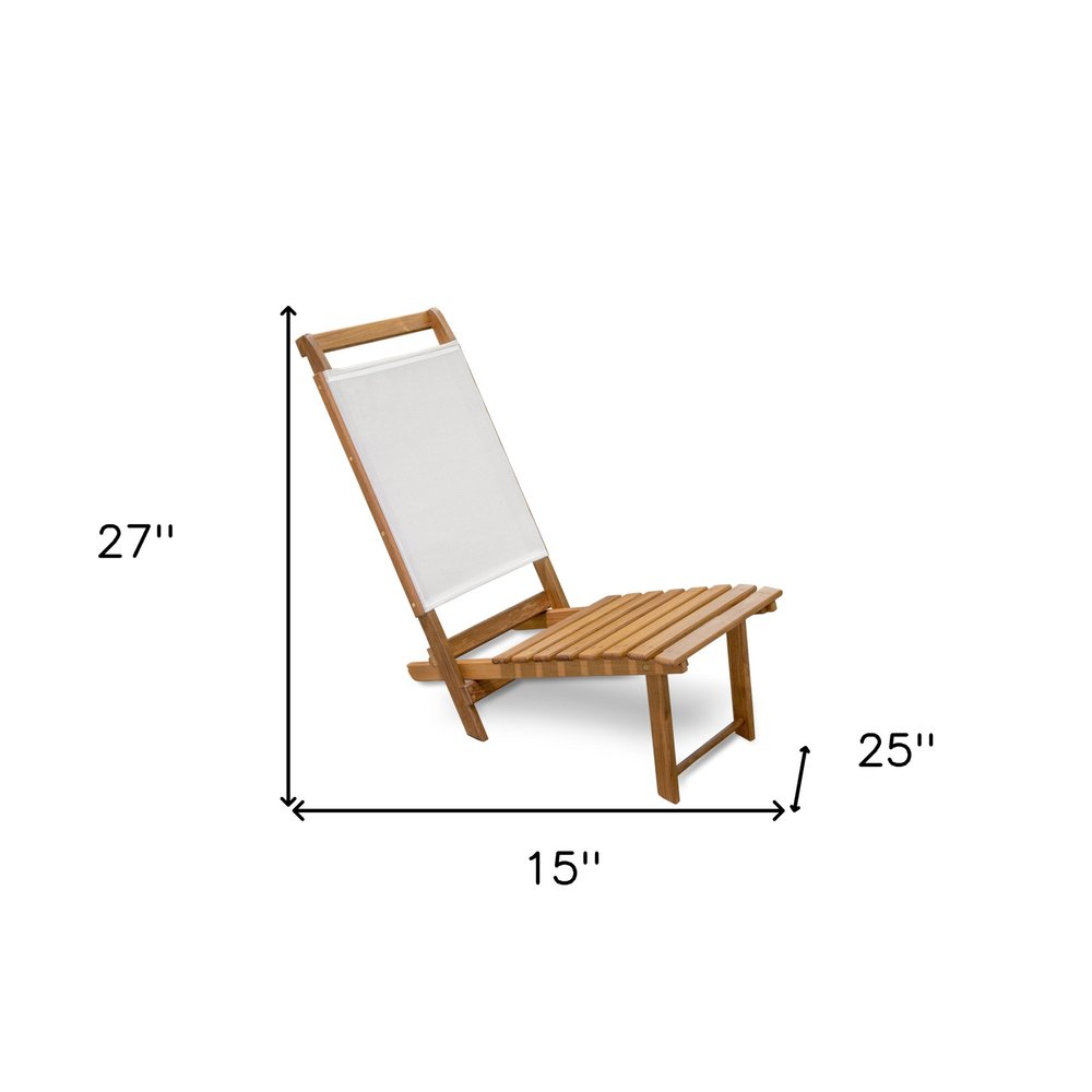 15" Brown and Natural Wood Solid Wood Outdoor Deck Chair — view 2