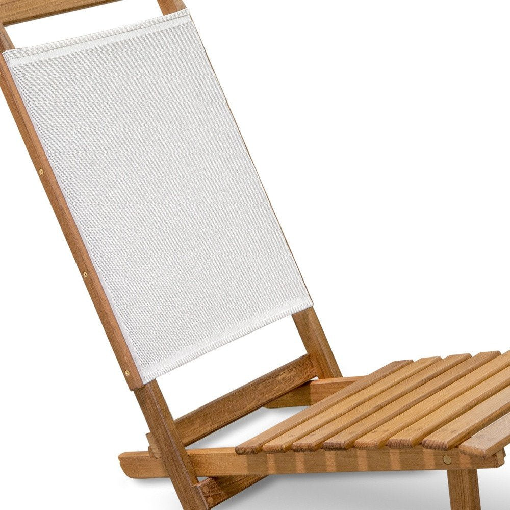 15" Brown and Natural Wood Solid Wood Outdoor Deck Chair — view 3