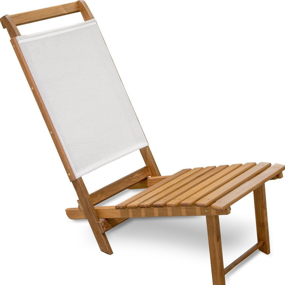 15" Brown and Natural Wood Solid Wood Outdoor Deck Chair — view 4
