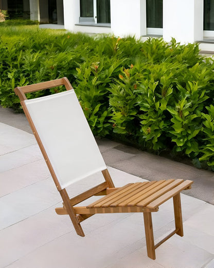 15" Brown and Natural Wood Solid Wood Outdoor Deck Chair HomeRoots
