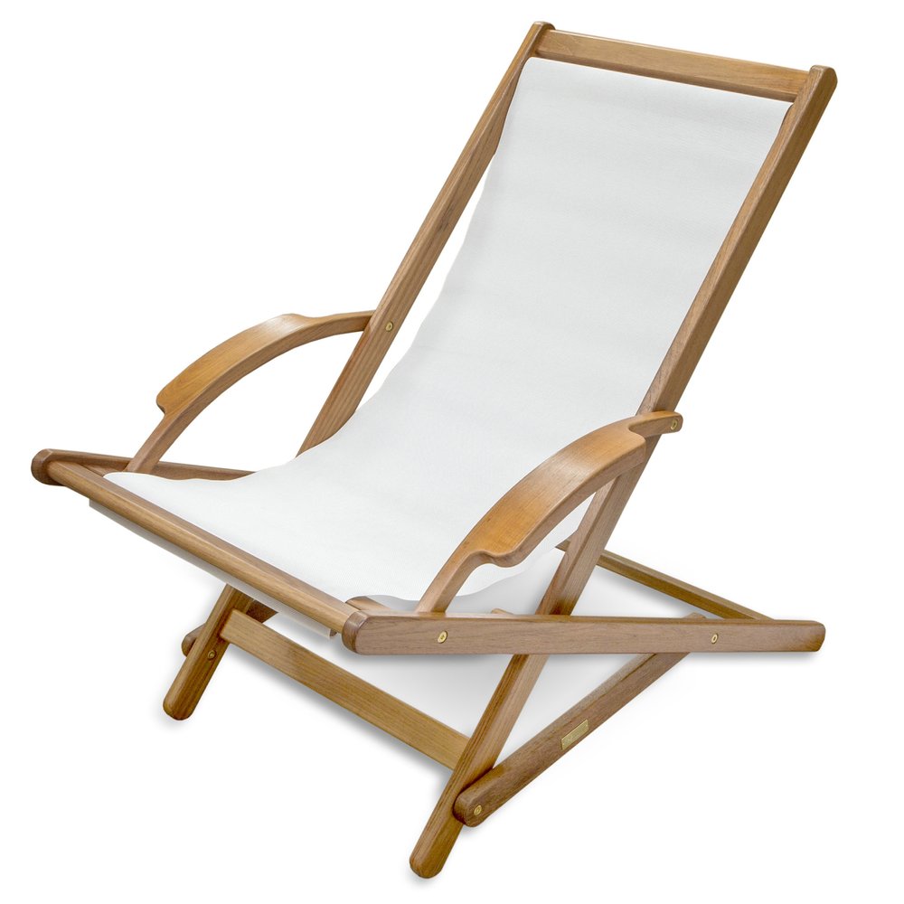 27" White and Natural Wood Solid Wood Indoor Outdoor Deck Chair HomeRoots