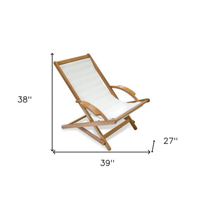 27" White and Natural Wood Solid Wood Indoor Outdoor Deck Chair HomeRoots