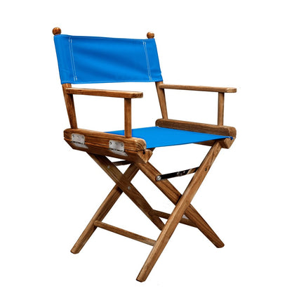 23" Blue and Natural Wood Solid Wood Indoor Outdoor Director Chair HomeRoots