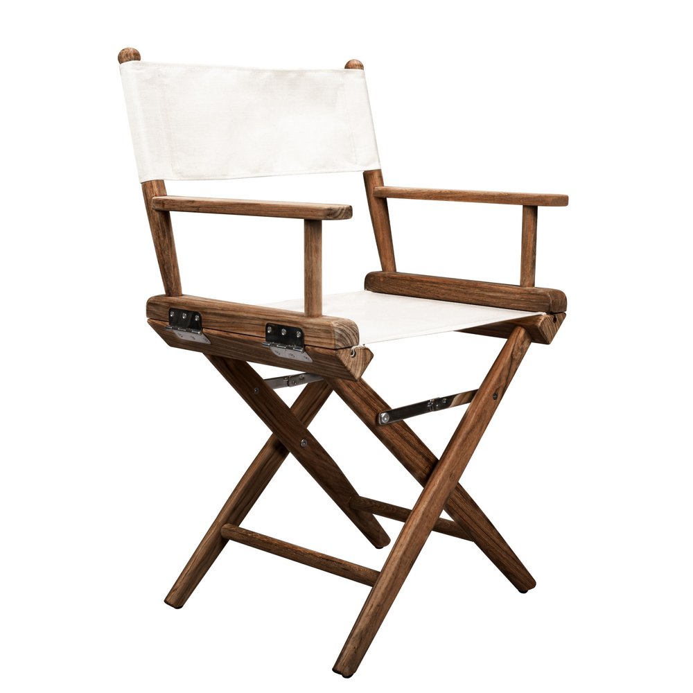 23" Brown and Ivory and Natural Wood Solid Wood Indoor Outdoor Director Chair HomeRoots