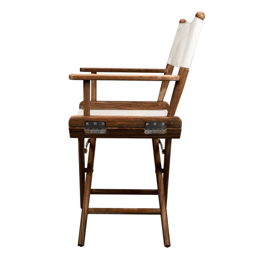 23" Brown and Ivory and Natural Wood Solid Wood Indoor Outdoor Director Chair HomeRoots
