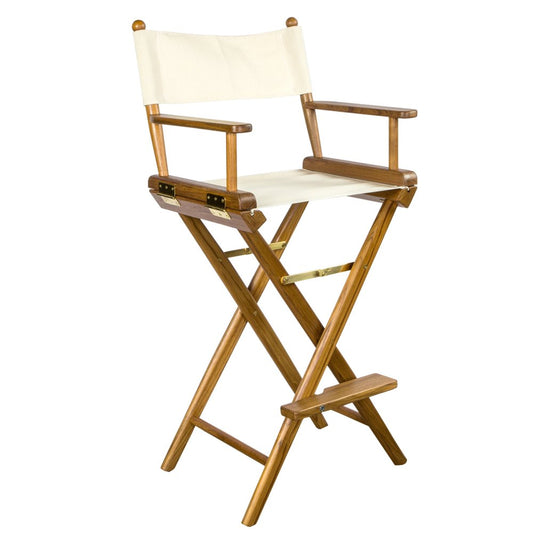 23" Ivory and Brown Solid Wood Indoor Outdoor Director Chair HomeRoots