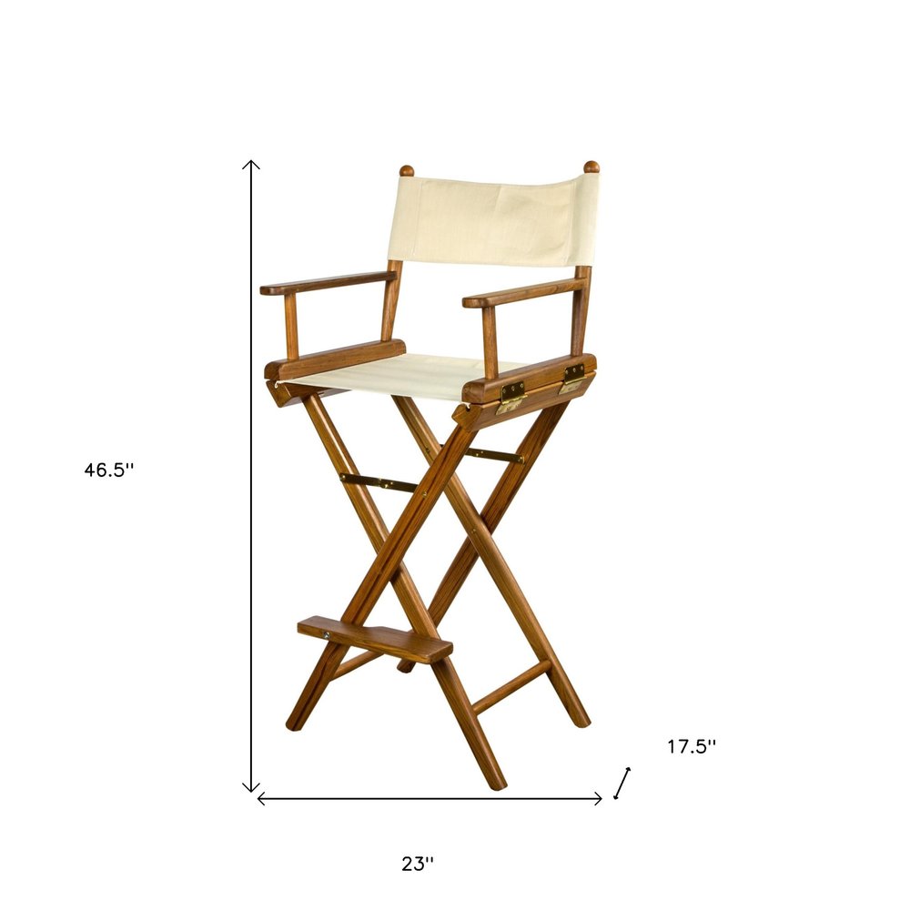 23" Ivory and Brown Solid Wood Indoor Outdoor Director Chair HomeRoots