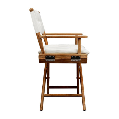 23" Natural Solid Wood Outdoor Folding Director Chair with Cream Cushion HomeRoots