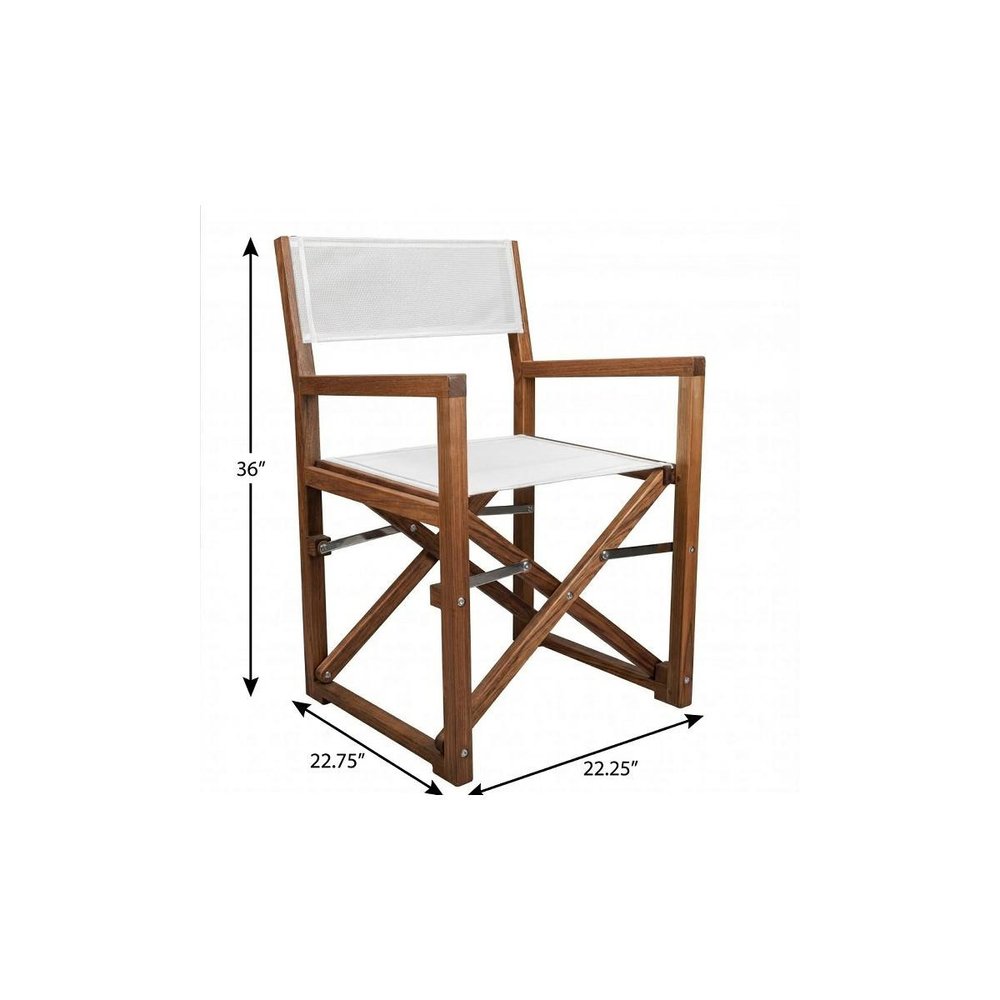 23" White and Natural Wood Solid Wood Indoor Outdoor Director Chair HomeRoots