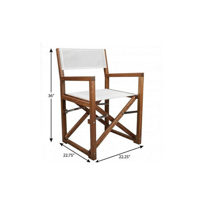 23" White and Natural Wood Solid Wood Indoor Outdoor Director Chair HomeRoots