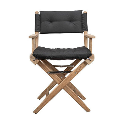 23" Black and Brown Solid Wood Indoor Outdoor Director Chair with Black Cushion HomeRoots