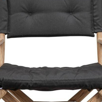 23" Black and Brown Solid Wood Indoor Outdoor Director Chair with Black Cushion HomeRoots