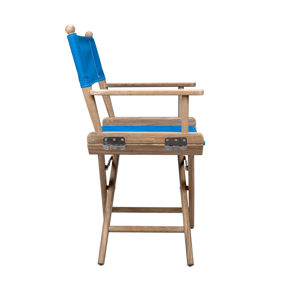 Blue And Brown Solid Wood Director Chair HomeRoots