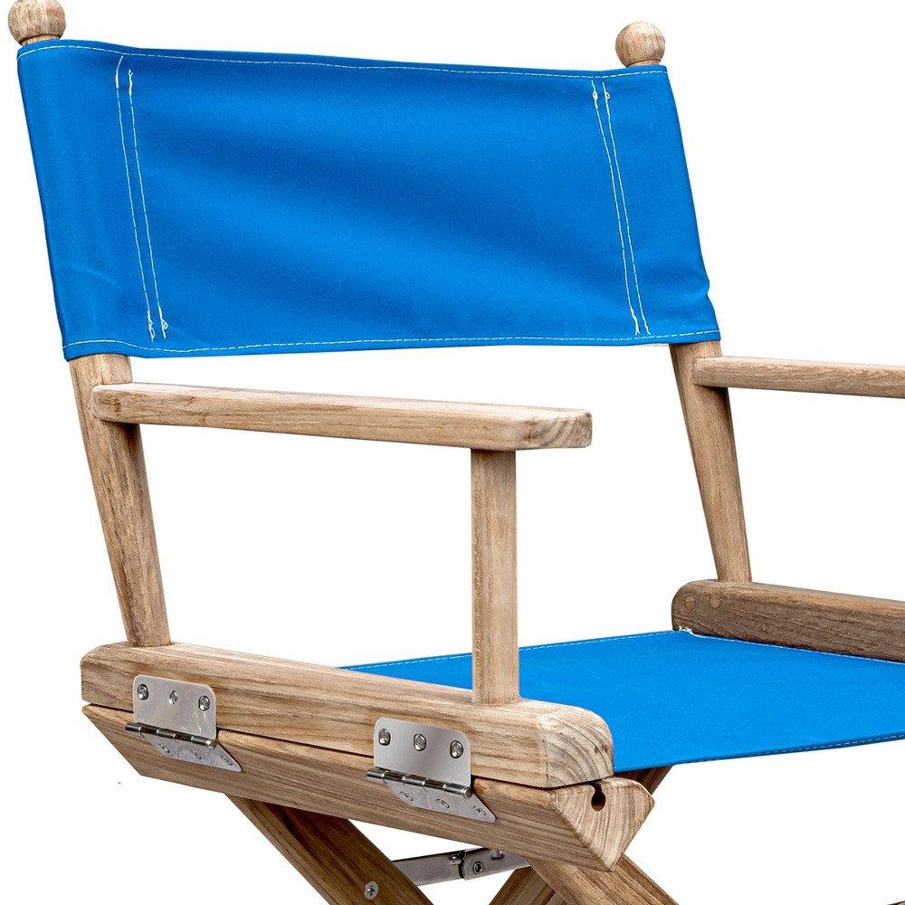 Blue And Brown Solid Wood Director Chair HomeRoots