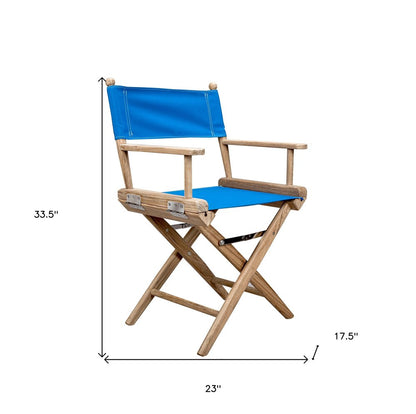 Blue And Brown Solid Wood Director Chair HomeRoots