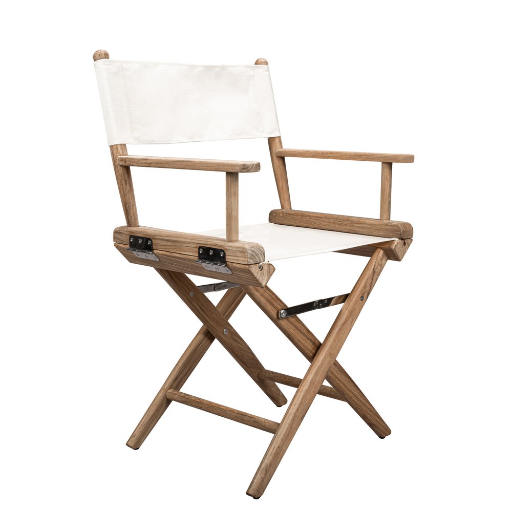 23" Brown and Ivory and Natural Wood Solid Wood Indoor Outdoor Director Chair HomeRoots