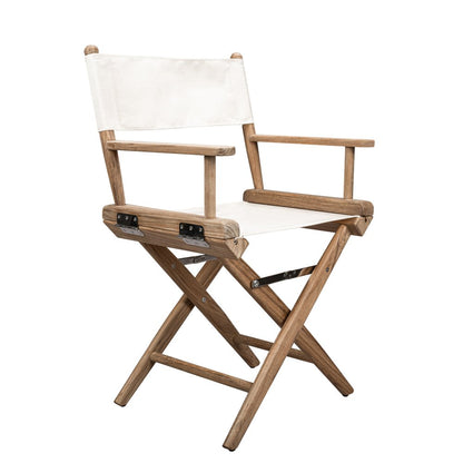 23" Brown and Ivory and Natural Wood Solid Wood Indoor Outdoor Director Chair HomeRoots