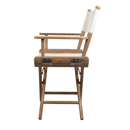 23" Brown and Ivory and Natural Wood Solid Wood Indoor Outdoor Director Chair HomeRoots