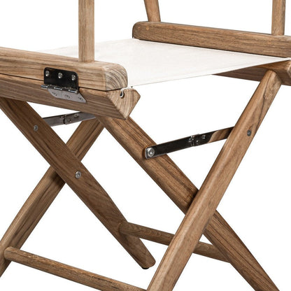 23" Brown and Ivory and Natural Wood Solid Wood Indoor Outdoor Director Chair HomeRoots