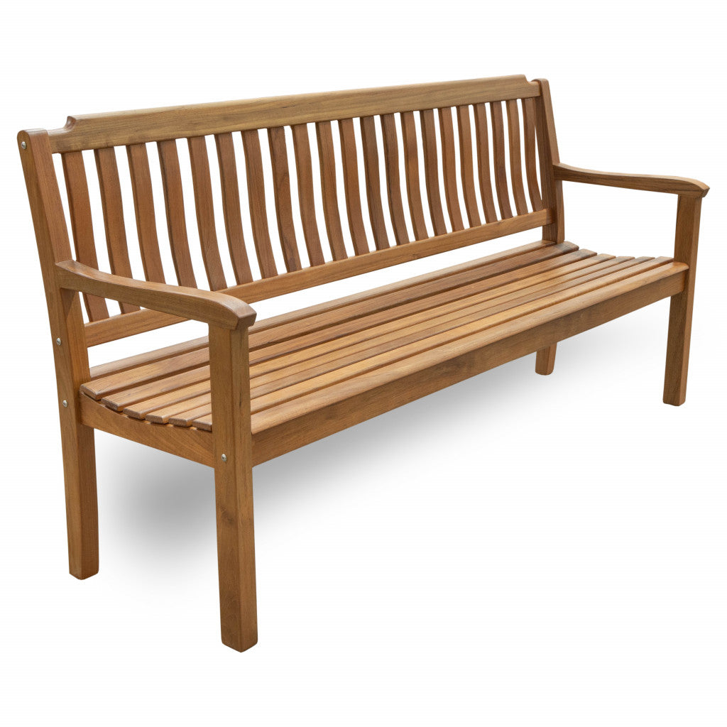 72" Teak Solid Wood Garden Bench