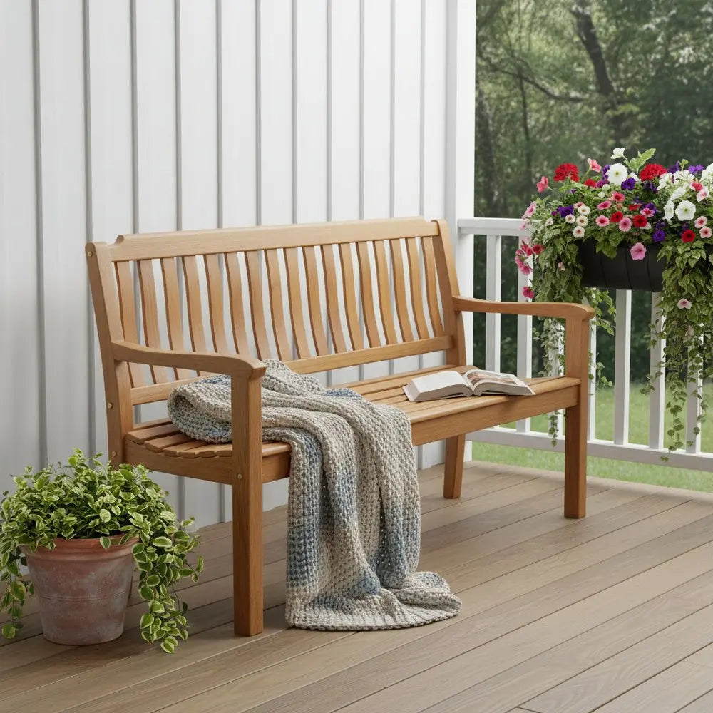 72" Teak Solid Wood Garden Bench HomeRoots