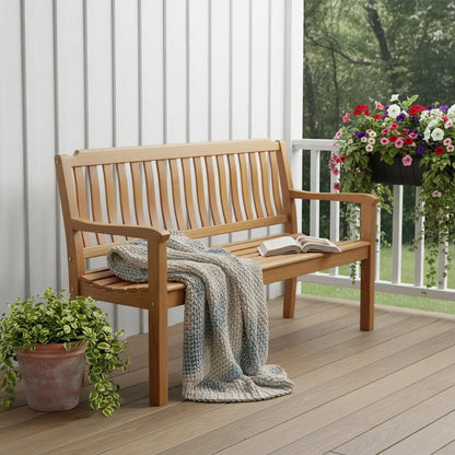 72" Teak Solid Wood Garden Bench HomeRoots