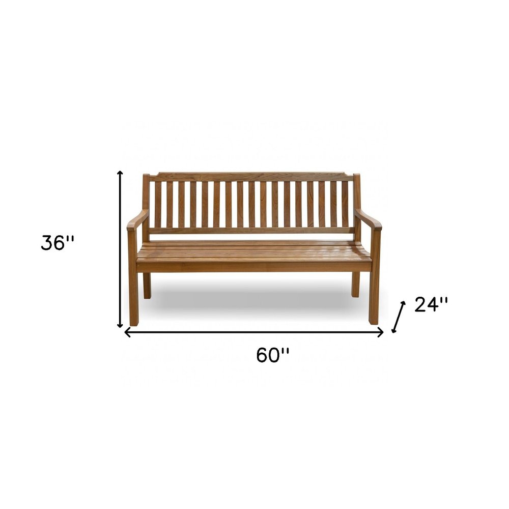 60" Teak Solid Wood Garden Bench HomeRoots