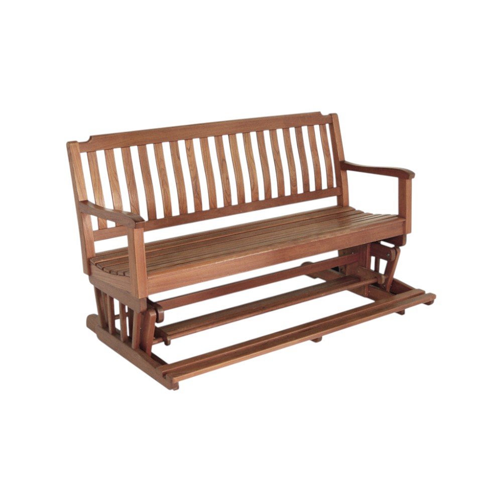 60" Brown Solid Teak Outdoor Glider Bench HomeRoots
