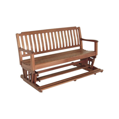 60" Brown Solid Teak Outdoor Glider Bench HomeRoots