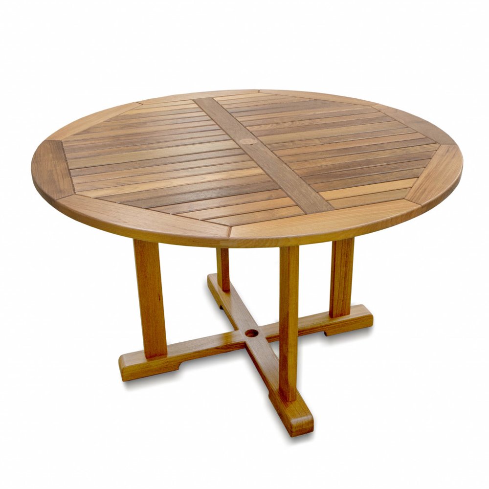 48" Brown Round Solid Teak Wood Dining Table HomeRoots