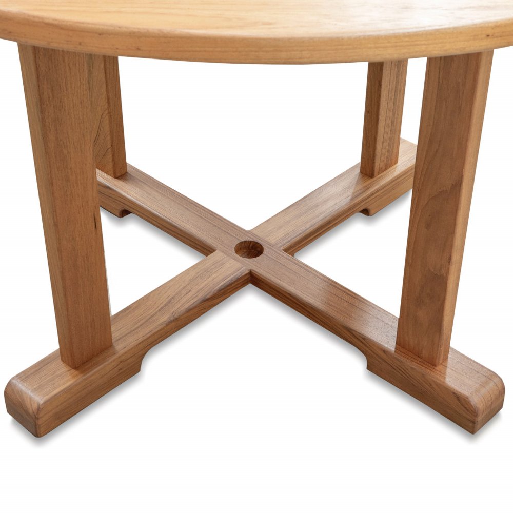 48" Brown Round Solid Teak Wood Dining Table HomeRoots