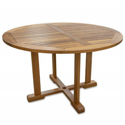48" Brown Round Solid Teak Wood Dining Table HomeRoots