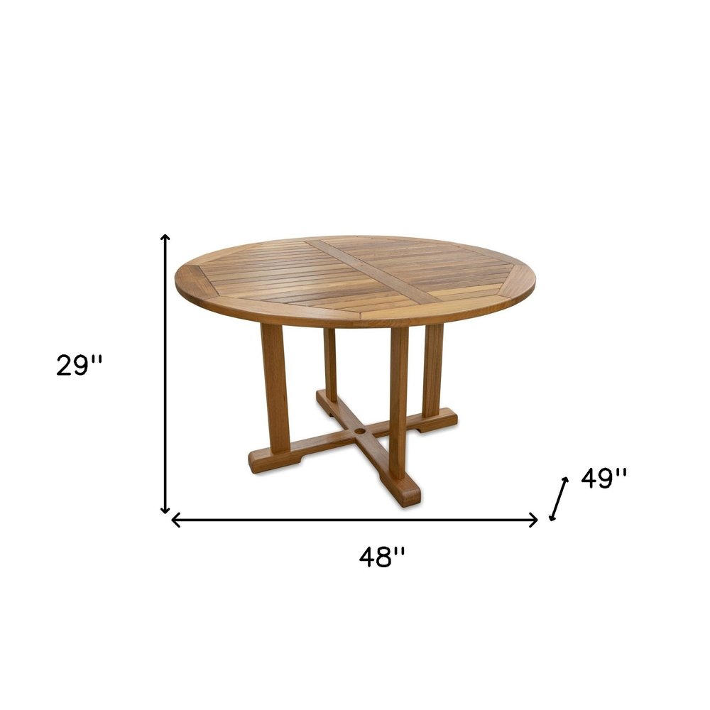 48" Brown Round Solid Teak Wood Dining Table HomeRoots