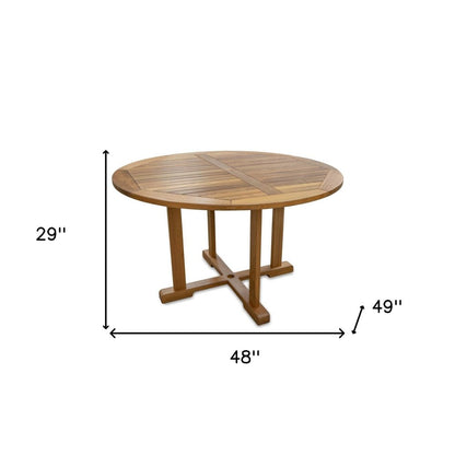 48" Brown Round Solid Teak Wood Dining Table HomeRoots