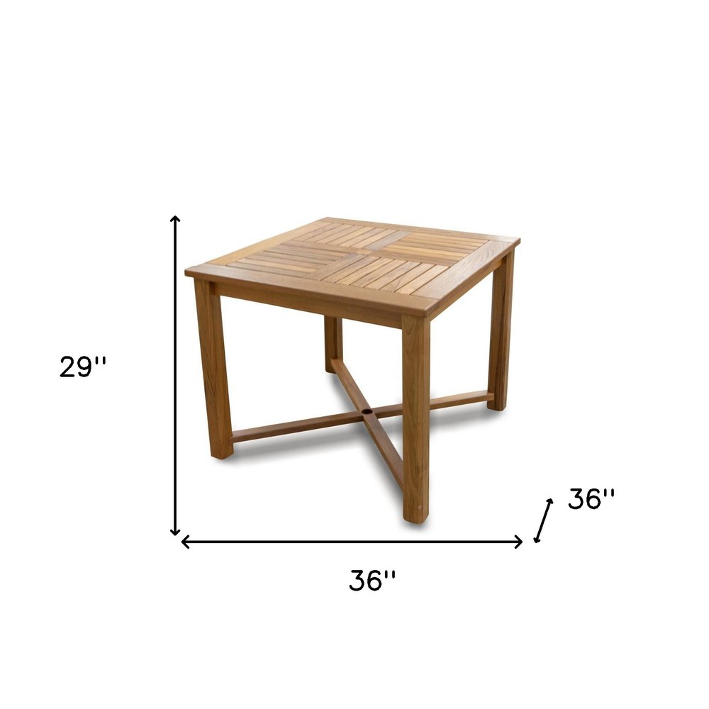 36" Brown Square Solid Wood Trestle Base Dining Table HomeRoots