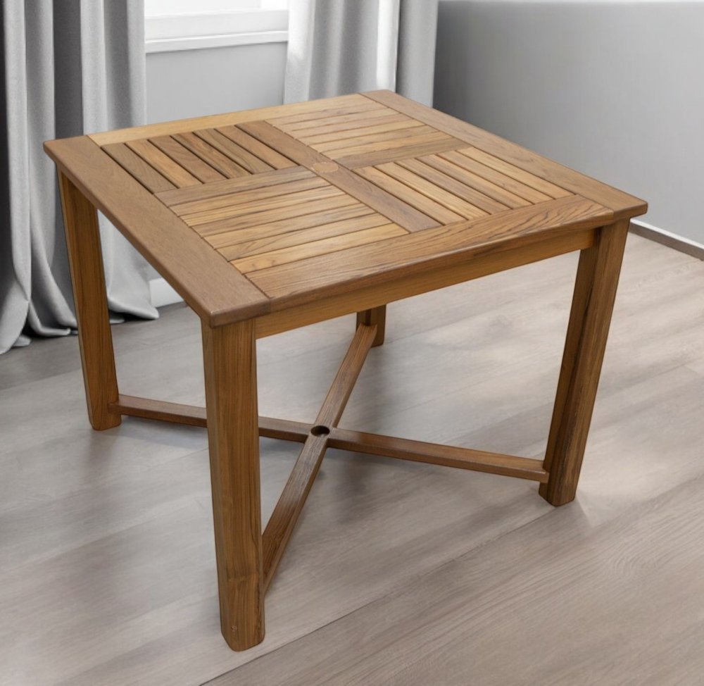 36" Brown Square Solid Wood Trestle Base Dining Table HomeRoots