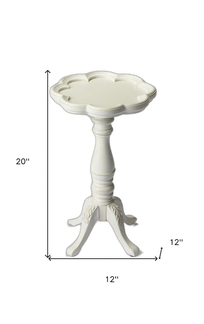 20" Cottage White Wood Floral Top End Table