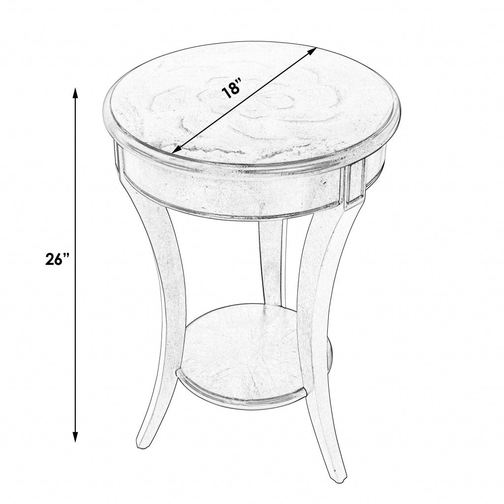 26" Dark Brown Round End Table With Shelf