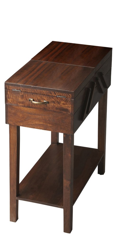 28" Dark Brown Solid Wood Rectangular End Table With Drawer And Shelf HomeRoots