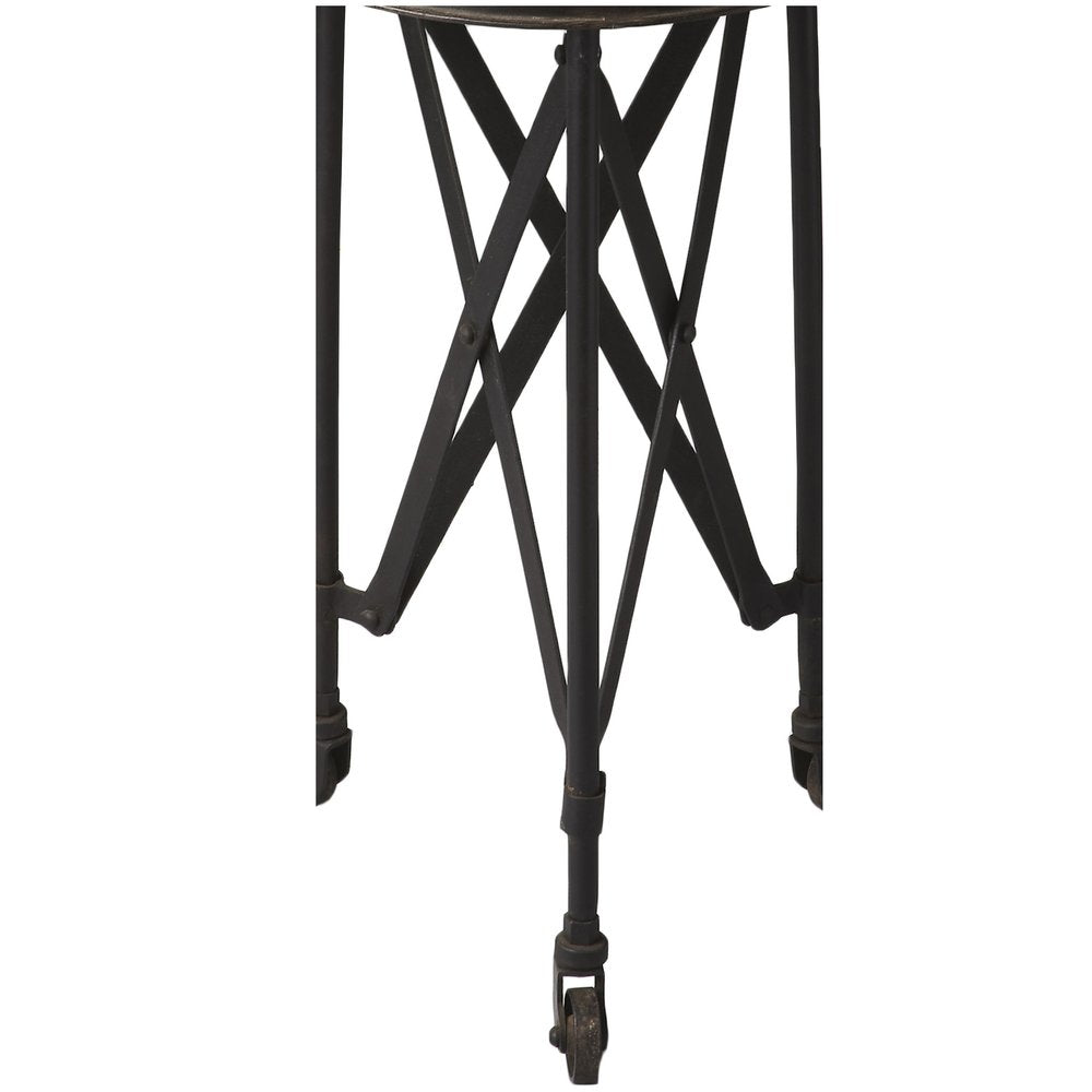 23" Black Industrial Rolling Round End Table HomeRoots