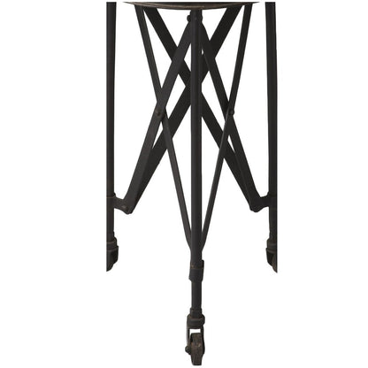 23" Black Industrial Rolling Round End Table HomeRoots