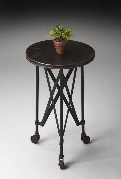 23" Black Industrial Rolling Round End Table HomeRoots