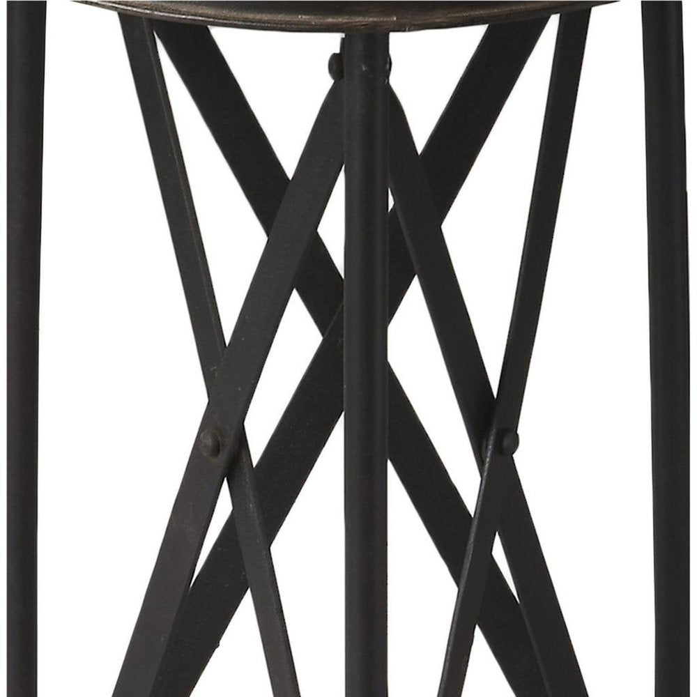 23" Black Industrial Rolling Round End Table HomeRoots