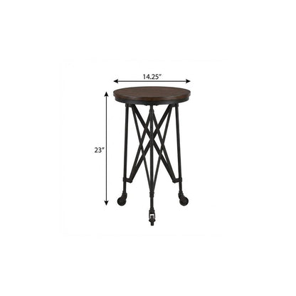23" Black Industrial Rolling Round End Table HomeRoots