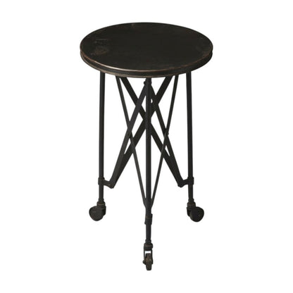 23" Black Industrial Rolling Round End Table HomeRoots
