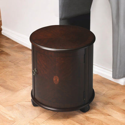 24" Dark Brown Round End Table