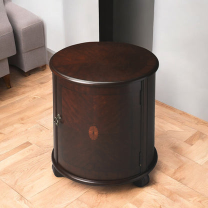 24" Dark Brown Round End Table