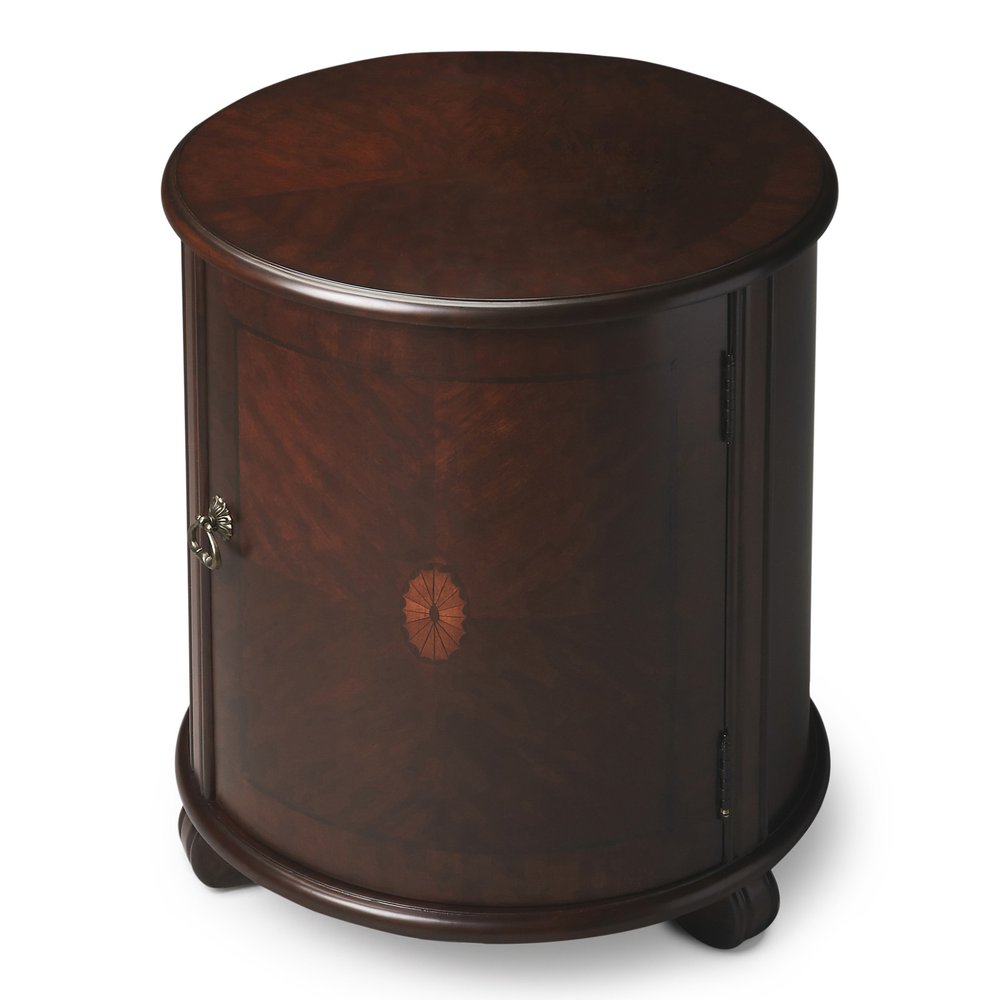24" Dark Brown Wood Round Drum End Table HomeRoots