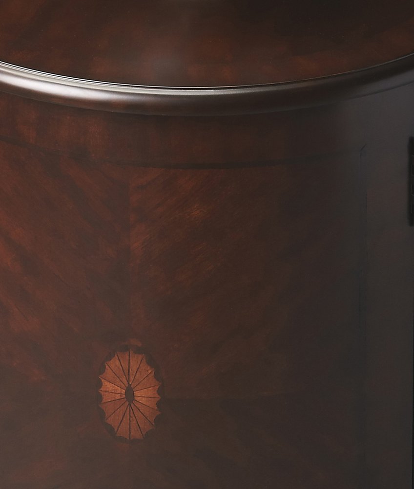 24" Dark Brown Wood Round Drum End Table HomeRoots