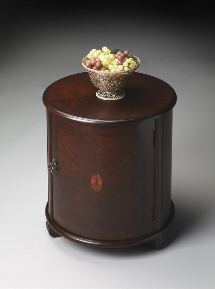 24" Dark Brown Wood Round Drum End Table HomeRoots